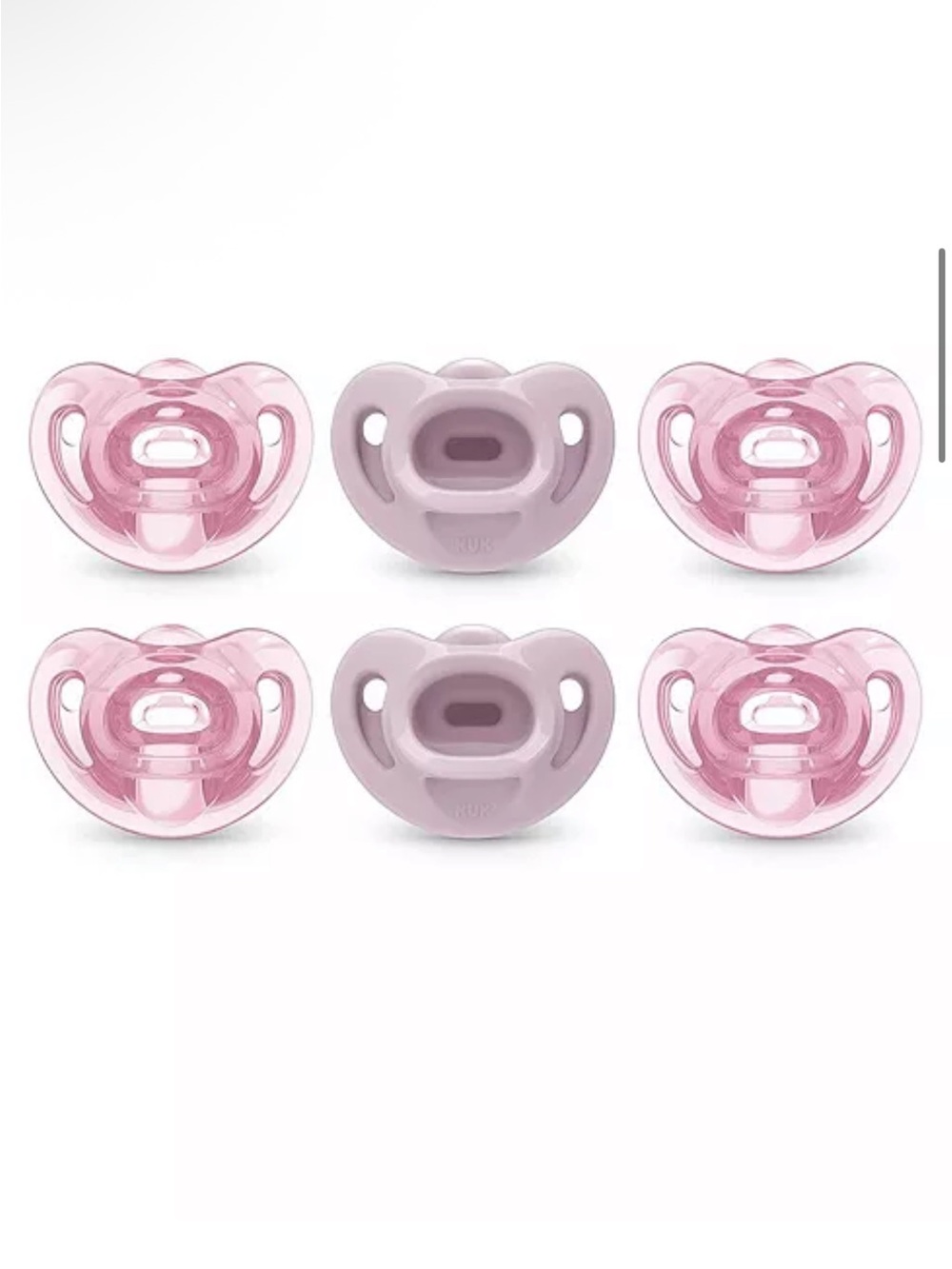 NUK Pink Silicone Sensitive Soother Pacifier Set for Babies - 6 Pack